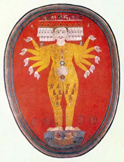 Deity Prints: Purusha, The Cosmic Man, 17th C