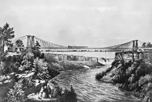 Bridge Prints: Railroad Suspension Bridge, 1856