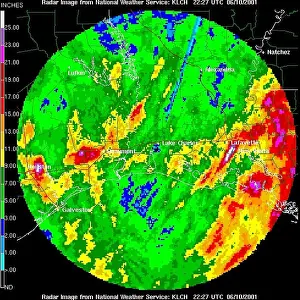 Rainfall Totals Tropical Storm Allison, Radar, 2001