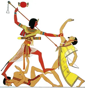 12th Prints: Ramesses II Impales Libyan Enemy, 12th Century BC