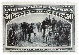 Columbian Prints: Recall of Columbus, U.S. Postage Stamp, 1893