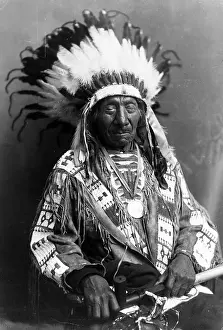 20th Prints: Red Cloud, Oglala Lakota Native American Chief in Traditional Headdress