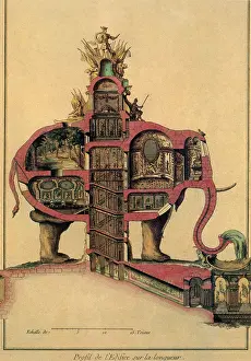 Crosssection Prints: Ribart's Elephant House, 1758