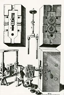 Middle Ages Prints: Rolling Mill for Lead Strips