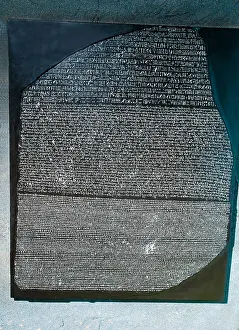 Stone Prints: Rosetta Stone Containing Three Languages, Egyptian Hieroglyphs, Demotic, and Ancient Greek
