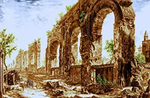 Bridge Prints: Ruins of Roman Aqueduct, 18th Century