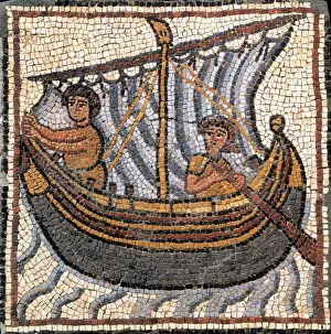 Mosaic Prints: Sailboat, Byzantine Mosaic, 6th Century