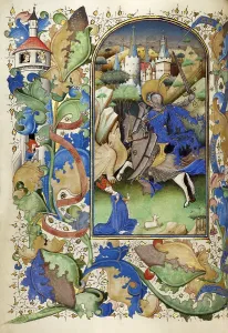 Religious Prints: Saint George And The Dragon, Medieval Illuminated Manuscript, Detail
