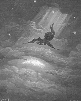 Poetry Prints: Satan Flying to Earth, by Dore