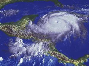 Central Prints: Satellite Image of Hurricane Mitch, Eye of the Storm, Central America