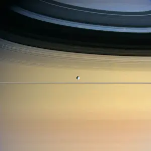 Astronomy Prints: Saturn and its moon Dione