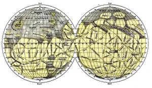 Schiaparelli Map, Canali of Mars, 1898