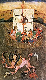 16th Prints: Sea Monster Swims Below Ship, 16th Century