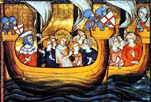 Prints of Louis IX en route from Aigues-Mortes to Egypt History Prints: Seventh Crusade, Louis IX of France, 1248