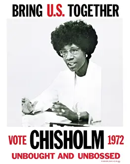 Prints of Bring U.S. together. Vote Chisholm 1972, unbought and unbossed. Shirley Anita St. Hill Chisholm (November 30, 1924 - January 1, 2005) was an American politician, educator, and author : Shirley Chisholm, First Black Congresswoman, Campaign Poster, Black History
1387908