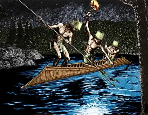 Columbia Prints: Shuswap Night Fishing, Canada