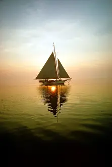 Waters Prints: Skipjack Sailboat at Sunset, Chesapeake Bay