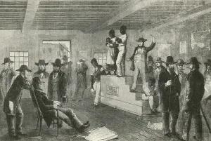 Market Prints: Slave Market Auction, 1861