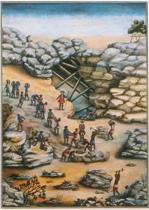 Watercolours Prints: Slaves Breaking Cascalho