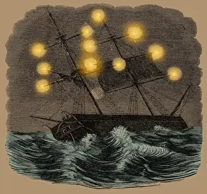 Boats, Ships, Maritime Prints: St. Elmo's Fire, 1860
