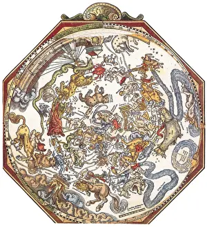 Asterism Prints: Star Map, Astronomicon Caesareum, 1540