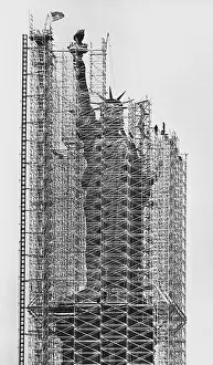 Statues Prints: Statue of Liberty Being Renovated, 1984