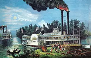 Best Sellers Part II Prints: Steamboat on the Mississippi River, Currier and Ives print