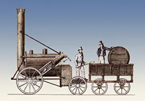 Trains Prints: Stephenson, Rocket Steam Locomotive, 1829
