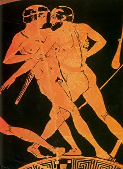 Silhouette Prints: Theseus Slays Periphetes, Red-Figure Pottery