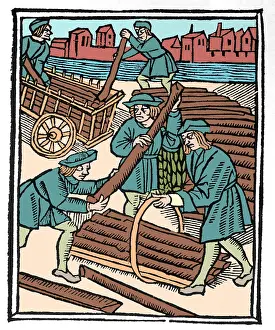 Workers Prints: Timber Haulers, Medieval Tradesmen