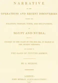 Giovanni Prints: Title page of Belzoni's book