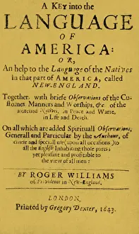 Colonial Prints: Title Page, Language of America, 1643