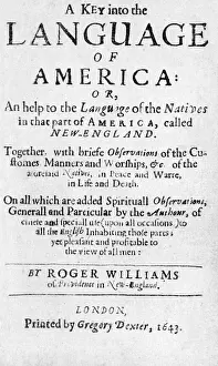 Colonial Prints: Title Page, Language of America, 1643