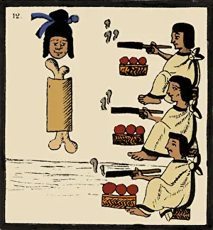 Codex Prints: Tobacco In Aztec Ritual, Florentine Codex