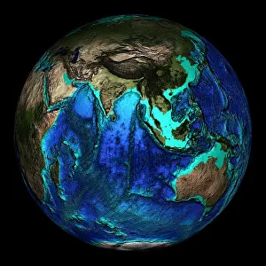 Cartography Prints: Topographical Map of Coordinates 0 N, 90 E