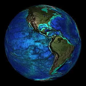 Cartography Prints: Topographical Map of Coordinates 0 N, 90 W