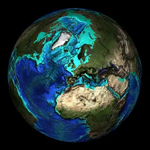 Sphere Prints: Topographical Map of Coordinates 45 N, 0 E