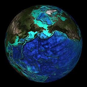 Earth Prints: Topographical Map of Coordinates 45 N, 180 E