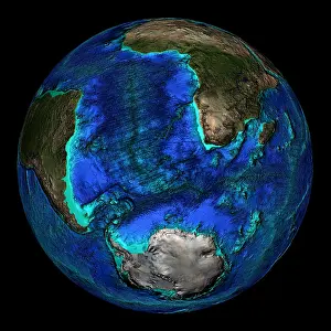 Circle Prints: Topographical Map of Coordinates 45 S, 0 E