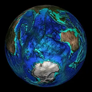 Earth Prints: Topographical Map of Coordinates 45 S, 90 E