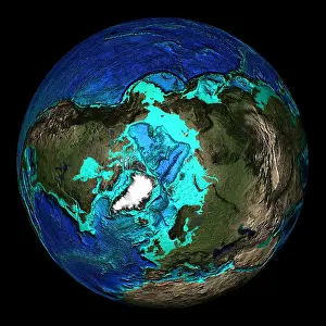 Round Prints: Topographical Map of Coordinates North Pole, 0 E