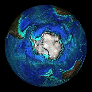 Planet Prints: Topographical Map of Coordinates South Pole, 0 E