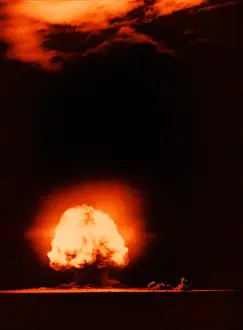 Prints of Color enhanced photograph of the Trinity Test. Trinity was the code name of the first detonation of a nuclear device : Trinity, Atomic Bomb, Test Explosion, New Mexico, Manhattan Project