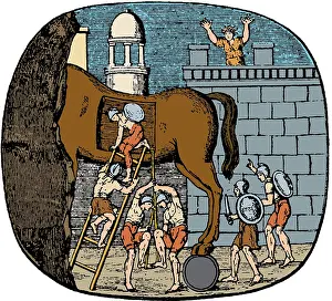 12th Prints: Trojan War, Trojan Horse, 12th Century BC
