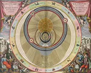 Atlas Prints: Tycho Brahe Planisphere, Harmonia Macrocosmica, 1660