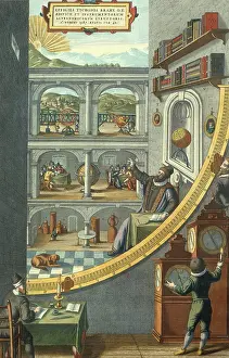 Prints of Illustration from 'Le Grand Atlas de Cosmografie Blaviane, ' by the Dutch cartographer Johan Blaeu, showing Tycho Brahe's Uraniborg observatory on the island of Hven, Denmark : Tycho Brahe's Observatory