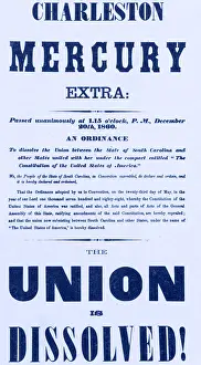 Broadside Prints: The Union Is Dissolved, 1860 Broadside