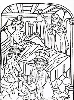 Flask Prints: Uroscopy, Patients with Syphilis, 1497