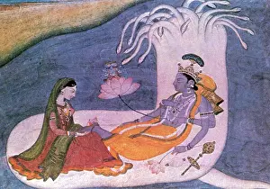 Dragon Prints: Vishnu and Lakshmi Float Across Cosmos