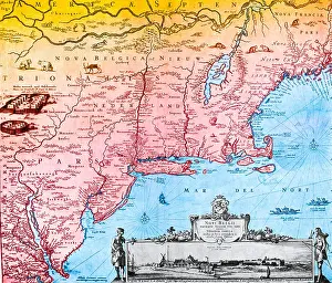 Cartography Prints: Visscher Map, New Netherland, 1650